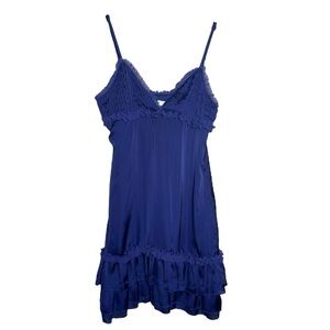 Esley Blue‎ Chemise Dress with Ruffled Details